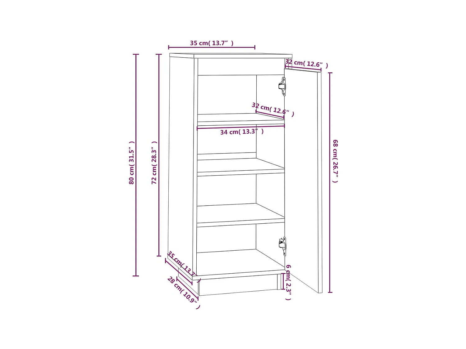 Armoire à chaussures 35x35x80 cm Bois de pin massif