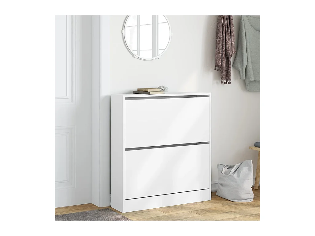 Armoire à chaussures blanc 80x21x87,5 cm bois d'ingénierie