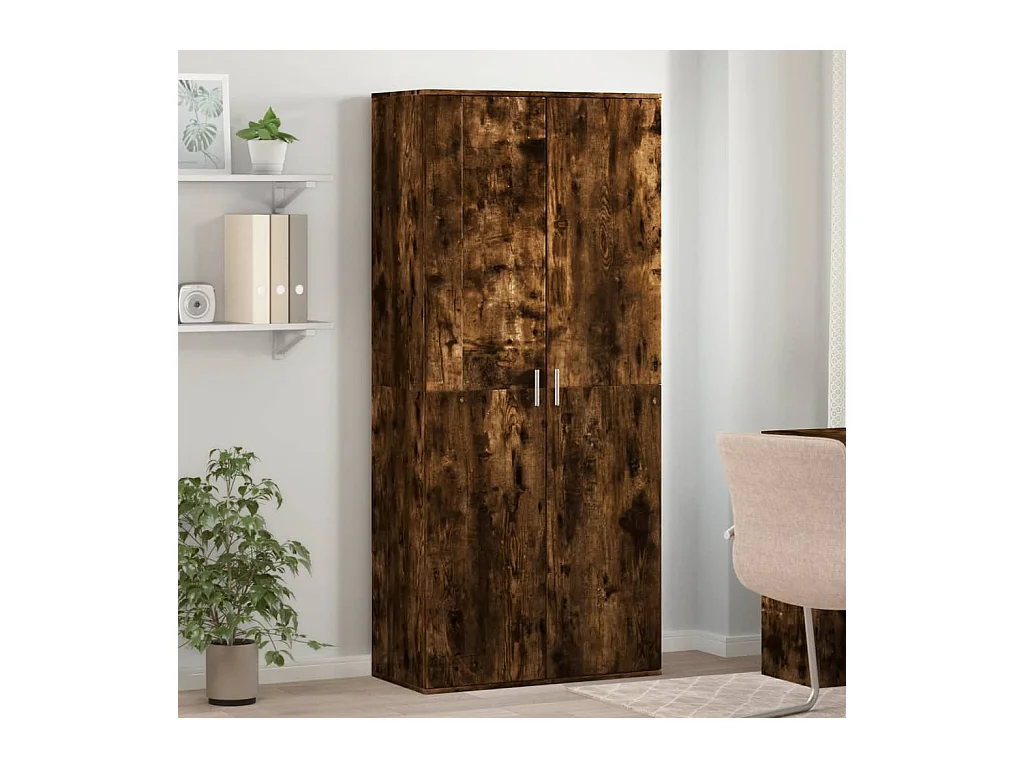 Armoire à chaussures chêne fumé 80x39x178 cm bois d'ingénierie