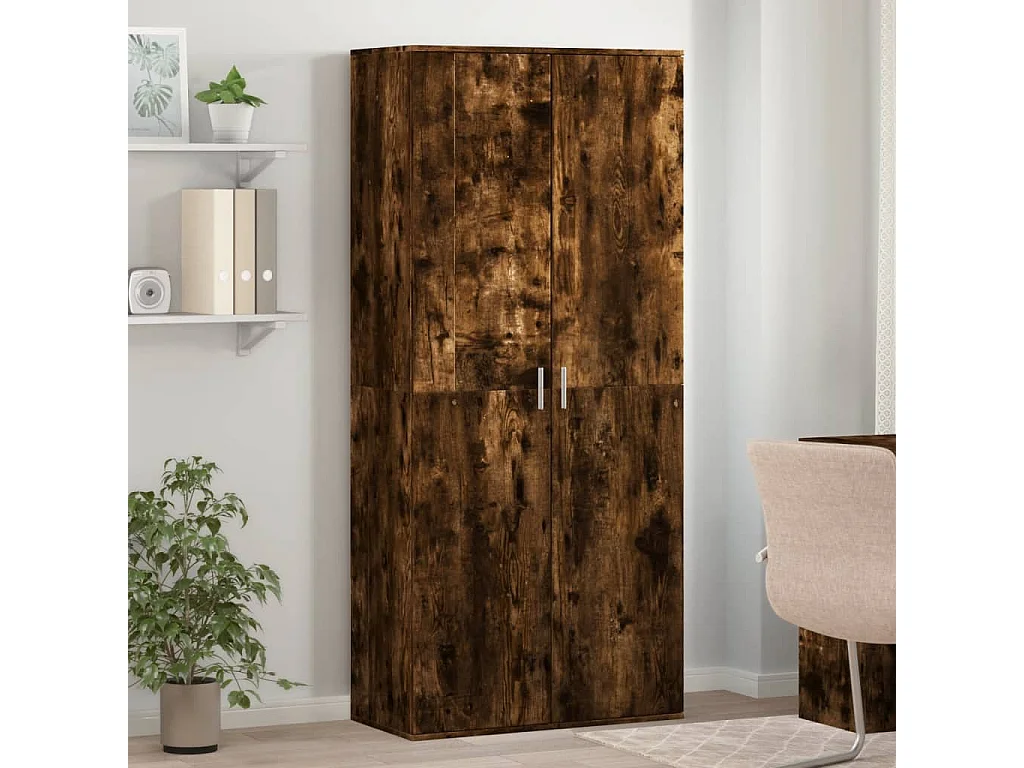 Zapatero roble ahumado 80x39x178 cm madera de ingeniería