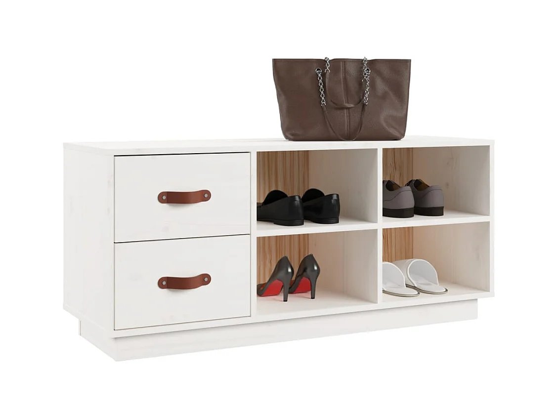 Witte schoenenbank 100x34x45 cm Massief grenenhout