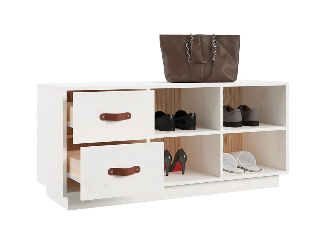 Witte schoenenbank 100x34x45 cm Massief grenenhout