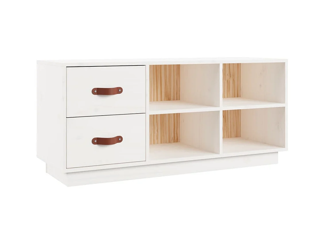 Witte schoenenbank 100x34x45 cm Massief grenenhout