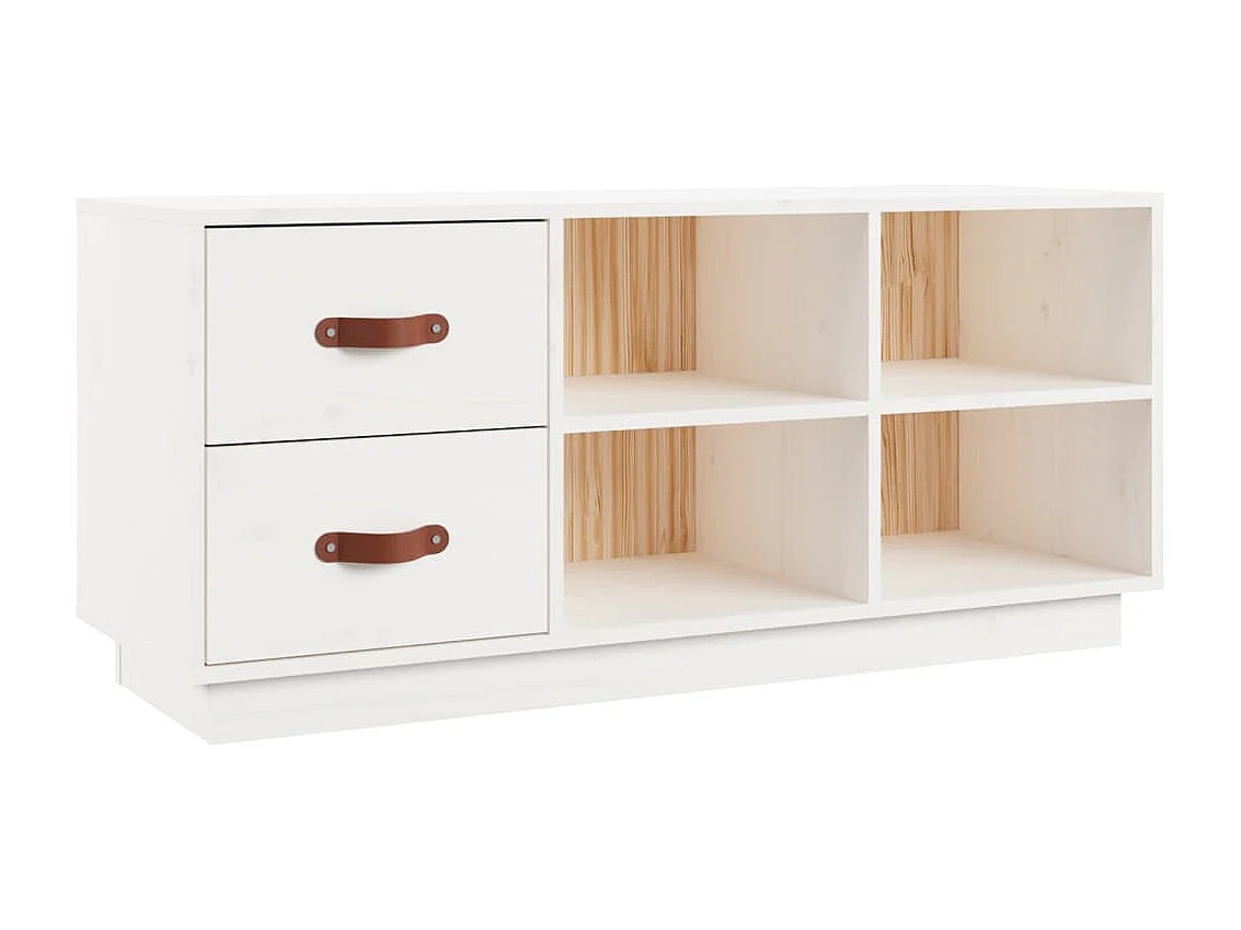 Banc à chaussures Blanc 100x34x45 cm Bois de pin massif