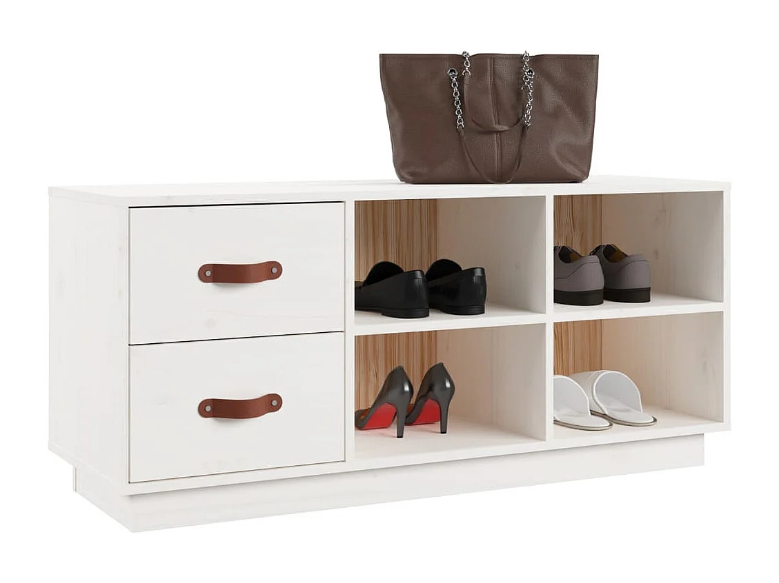 Banc à chaussures Blanc 100x34x45 cm Bois de pin massif
