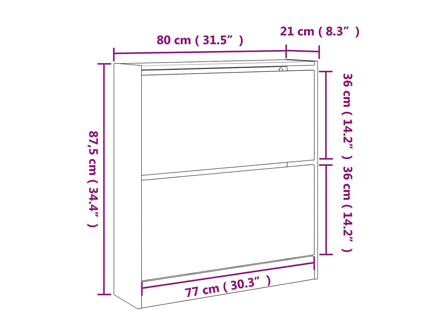 Armoire à chaussures noir 80x21x87,5 cm bois d'ingénierie