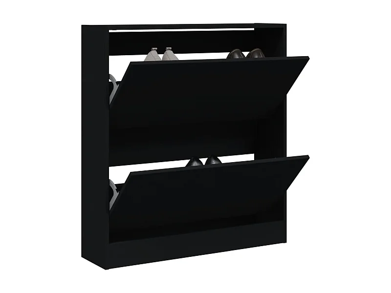 Armoire à chaussures noir 80x21x87,5 cm bois d'ingénierie