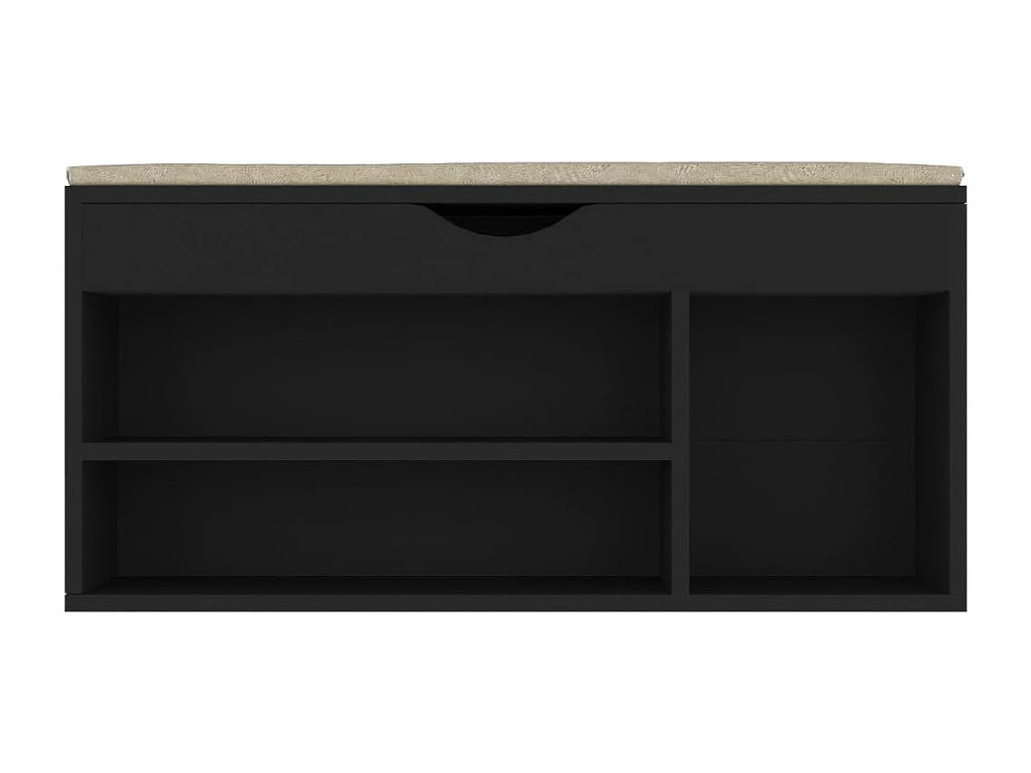 Banco de zapatos negro y cojín 104x30x49cm Madera de ingeniería