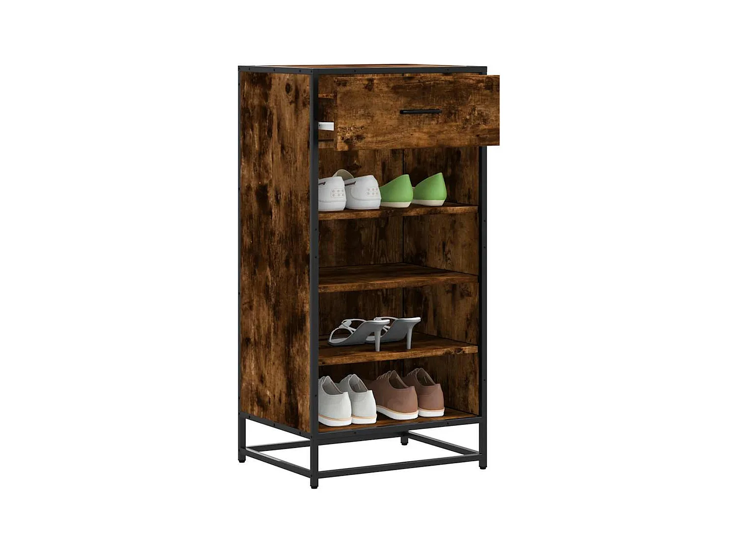 Étagère à chaussures chêne fumé 48x38x97,5 cm bois d'ingénierie