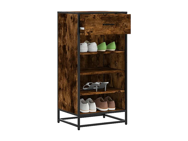 Étagère à chaussures chêne fumé 48x38x97,5 cm bois d'ingénierie