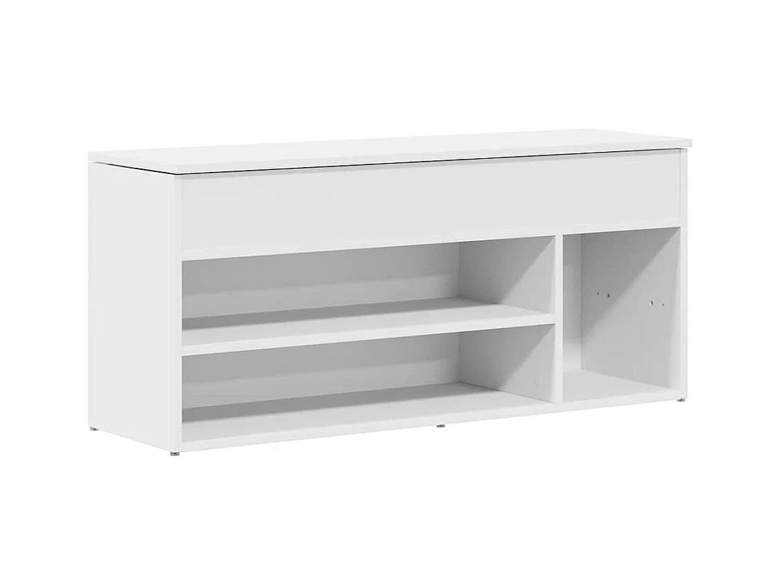 Banc à chaussures blanc 102x30,5x45 cm bois d'ingénierie