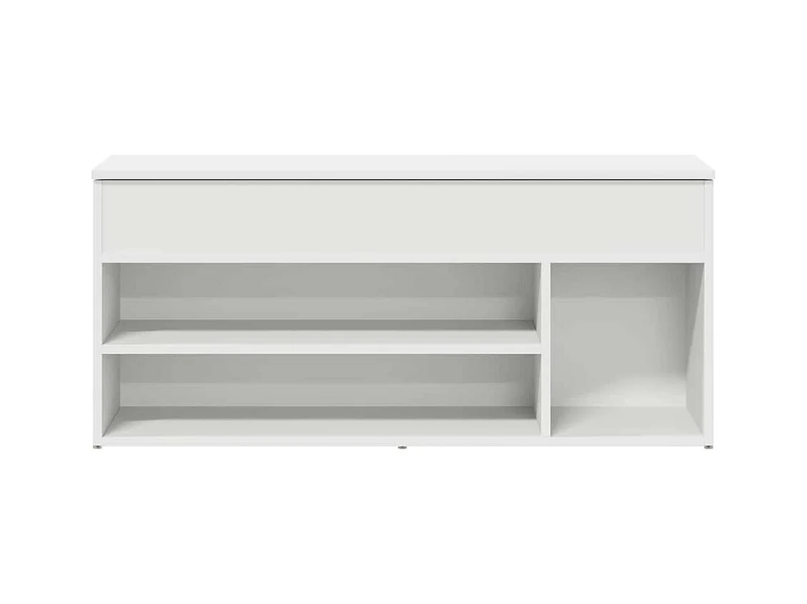 Banc à chaussures blanc 102x30,5x45 cm bois d'ingénierie