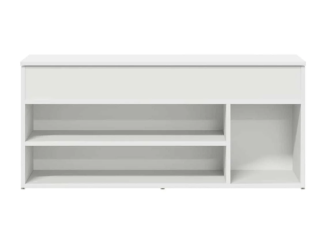 Banc à chaussures blanc 102x30,5x45 cm bois d'ingénierie