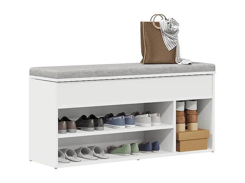 Banc à chaussures blanc 102x30,5x45 cm bois d'ingénierie