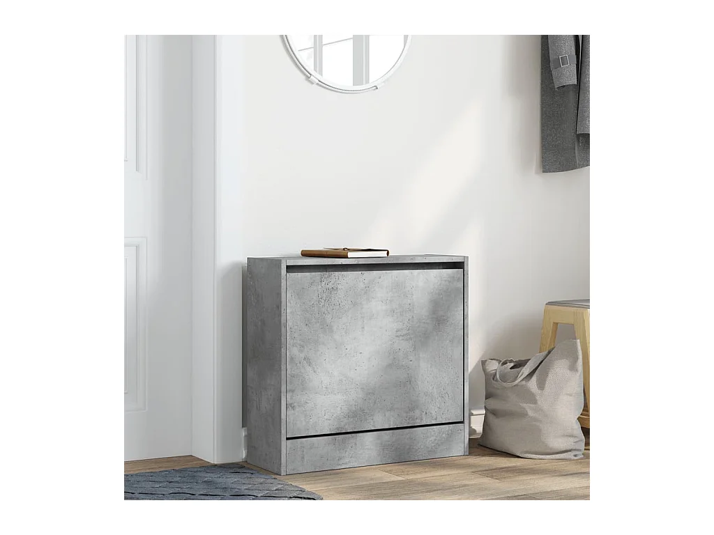 Armoire à chaussures gris béton 60x21x57 cm bois d'ingénierie