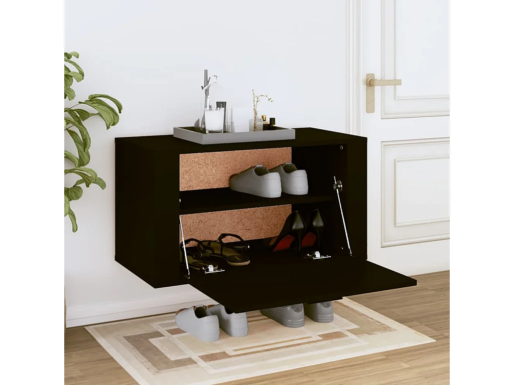 Scarpiera a parete Nero 70x35x38 cm Legno composito