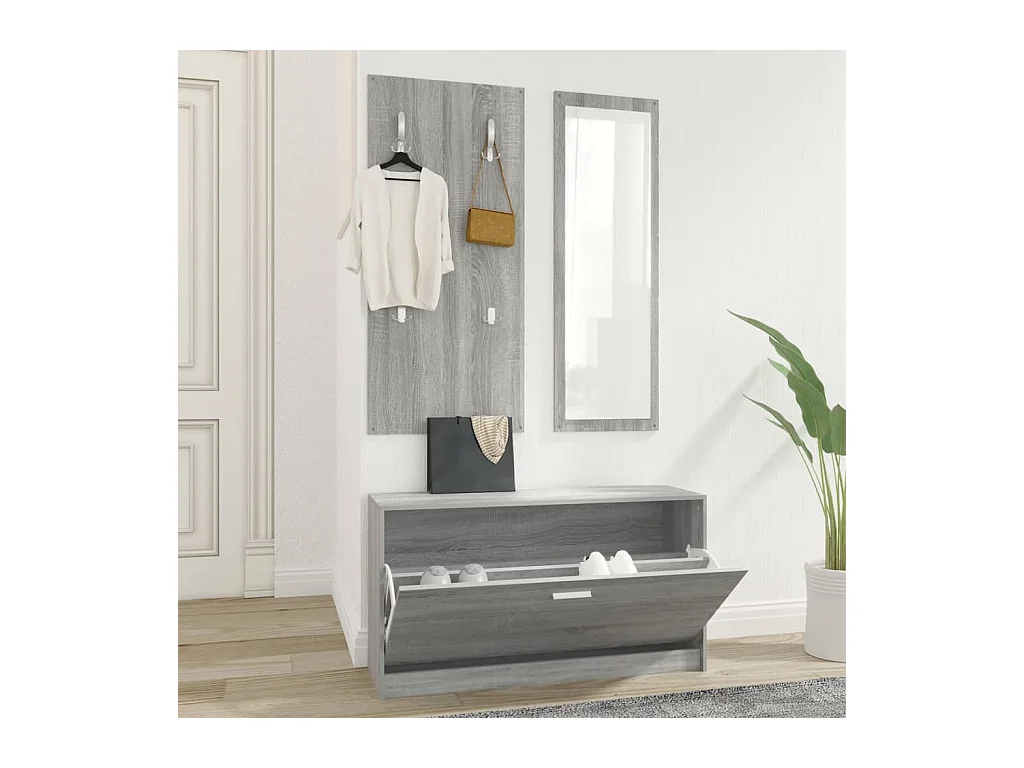 Ensemble d'armoires à chaussures 3-en-1 Sonoma gris