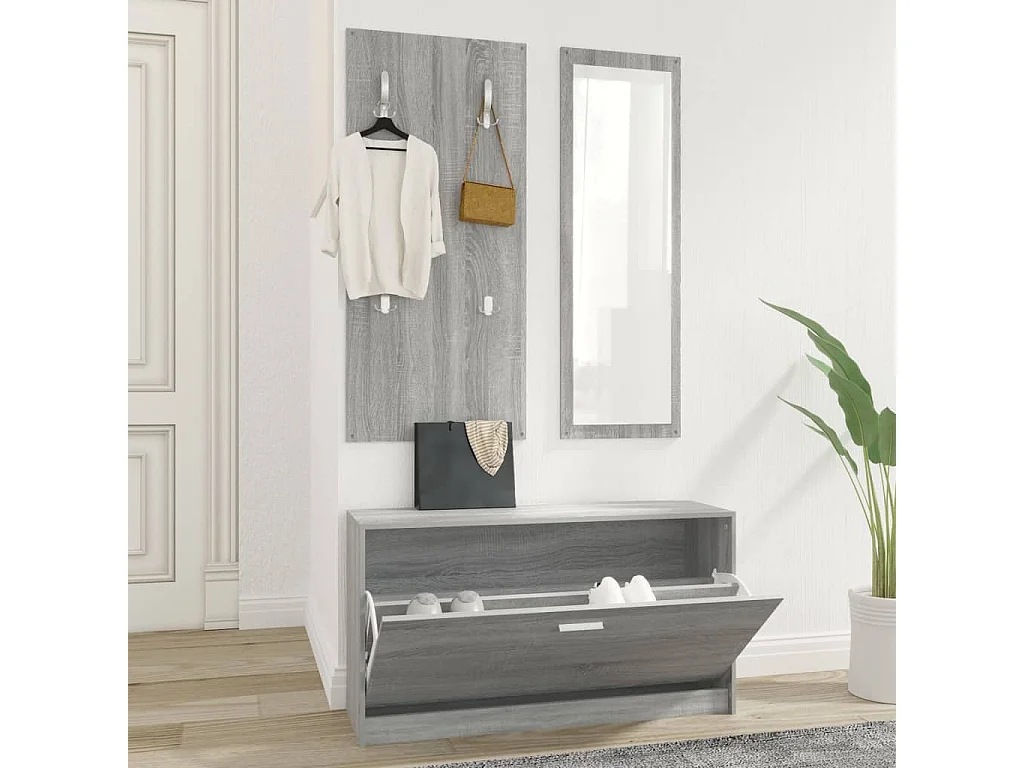 Ensemble d'armoires à chaussures 3-en-1 Sonoma gris