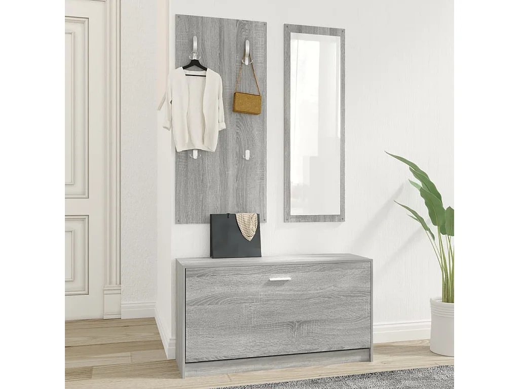 Ensemble d'armoires à chaussures 3-en-1 Sonoma gris