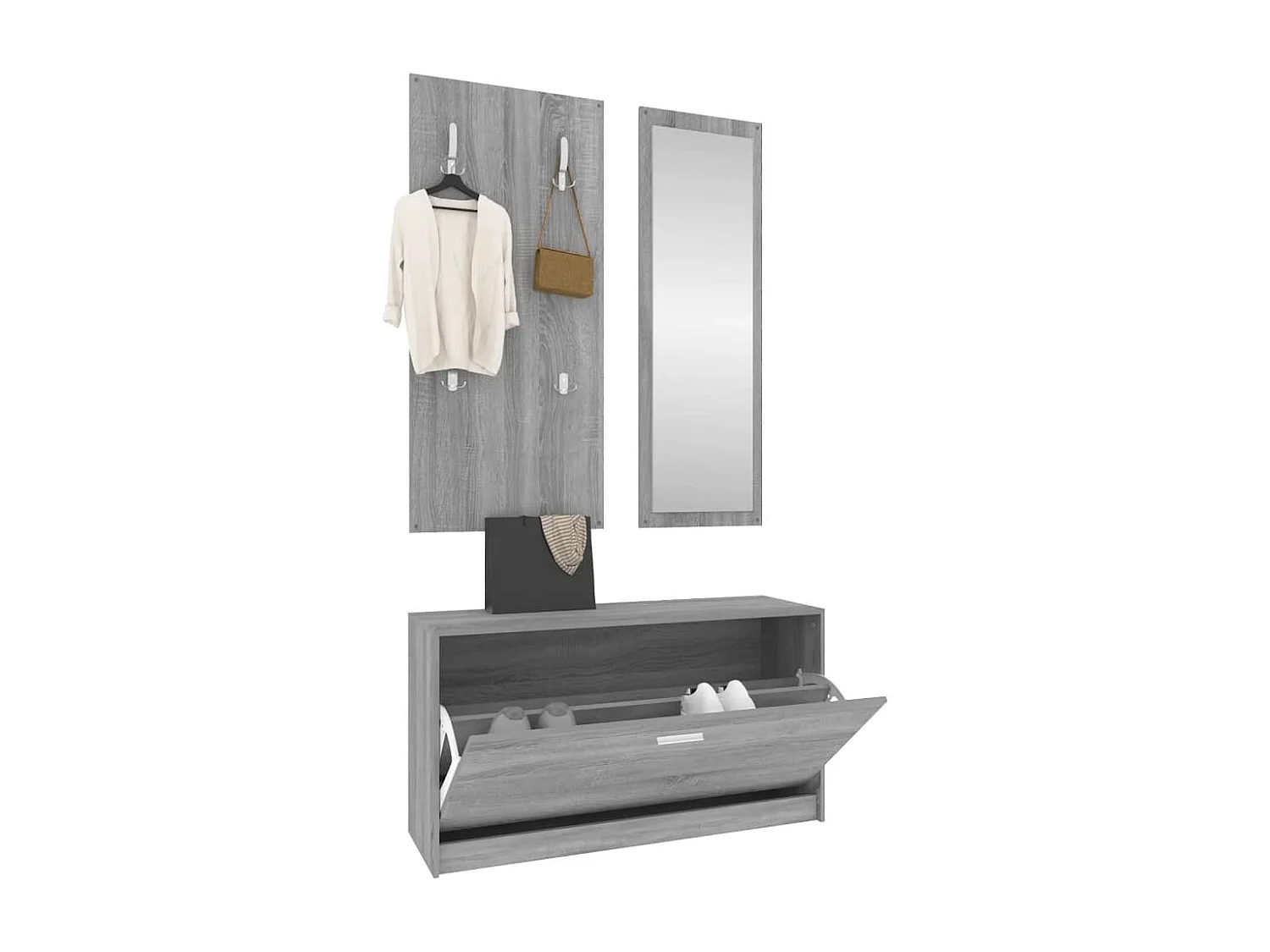 Ensemble d'armoires à chaussures 3-en-1 Sonoma gris