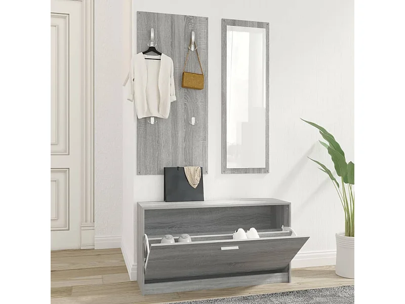 Ensemble d'armoires à chaussures 3-en-1 Sonoma gris