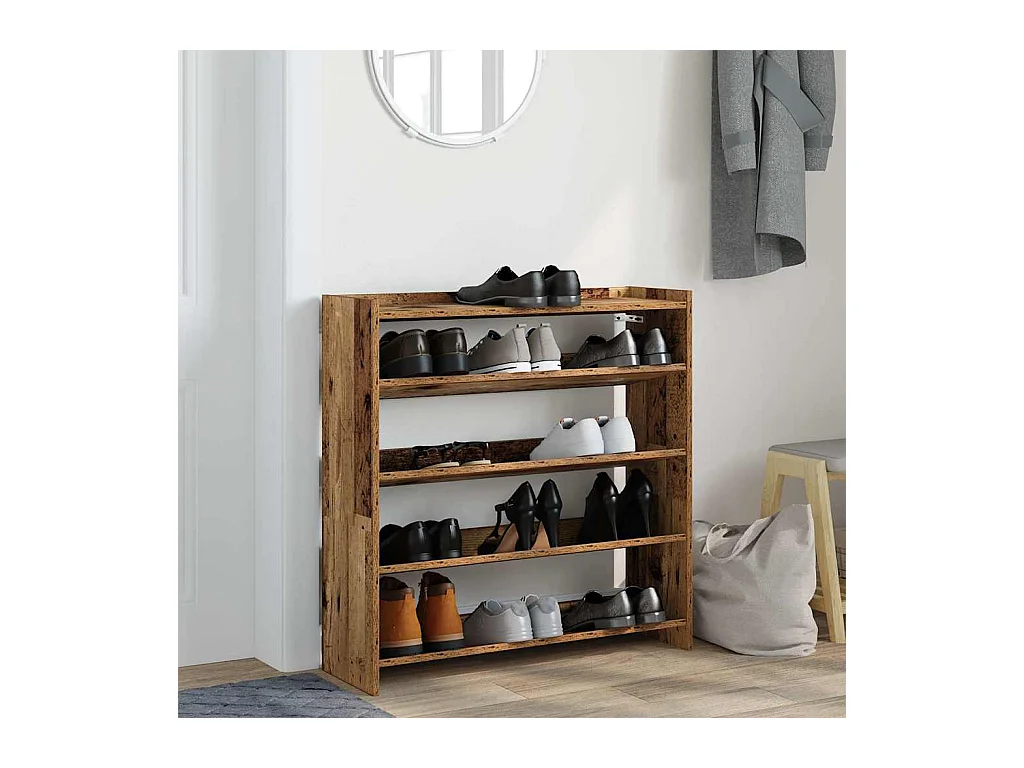 Étagère à chaussures vieux bois 80x25x81 cm bois d'ingénierie