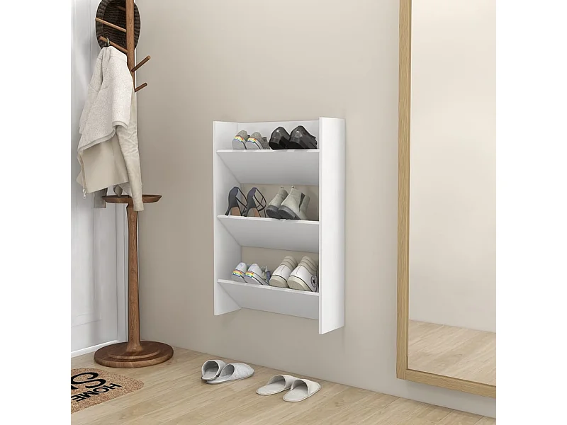 Armoire à chaussures murale Blanc 60x18x90 cm Aggloméré