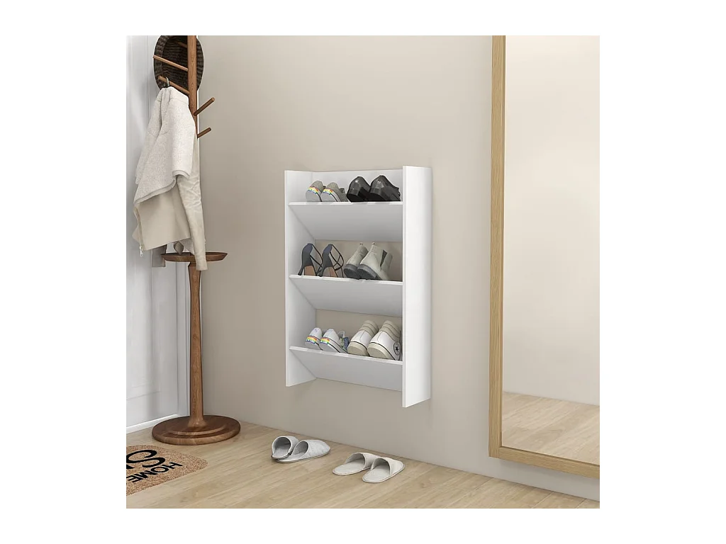 Armoire à chaussures murale Blanc 60x18x90 cm Aggloméré