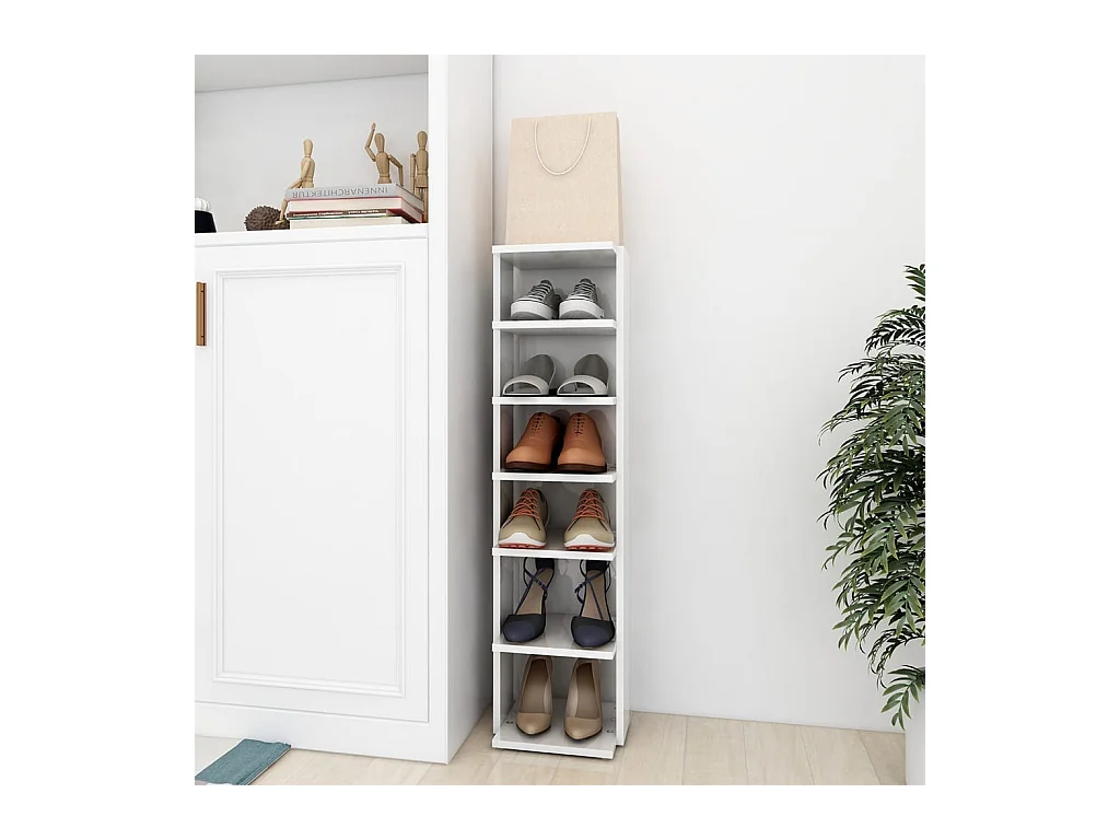 Zapatero Blanco brillo 27,5x27x102 cm