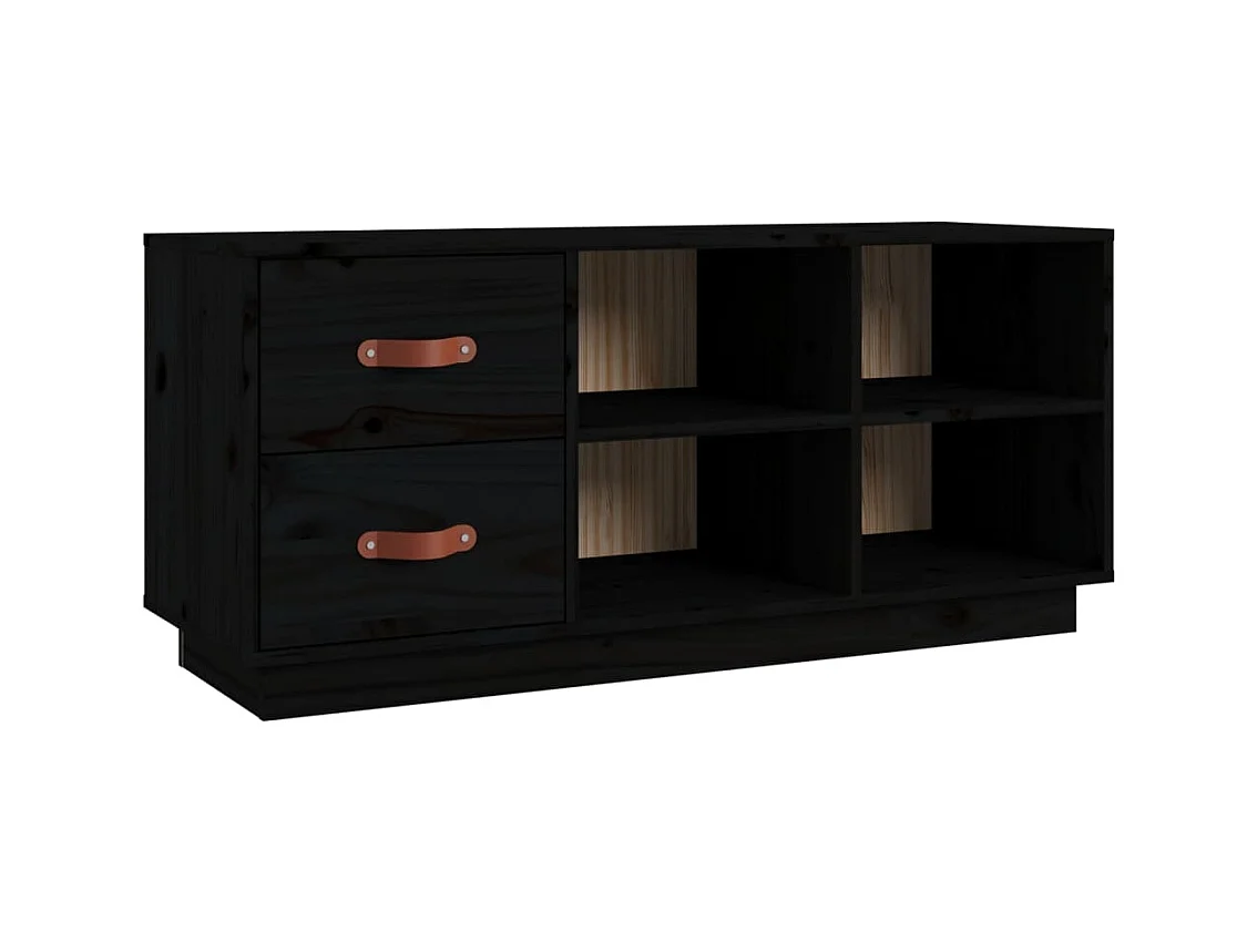 Zwarte schoenenbank 100x34x45 cm Massief grenenhout