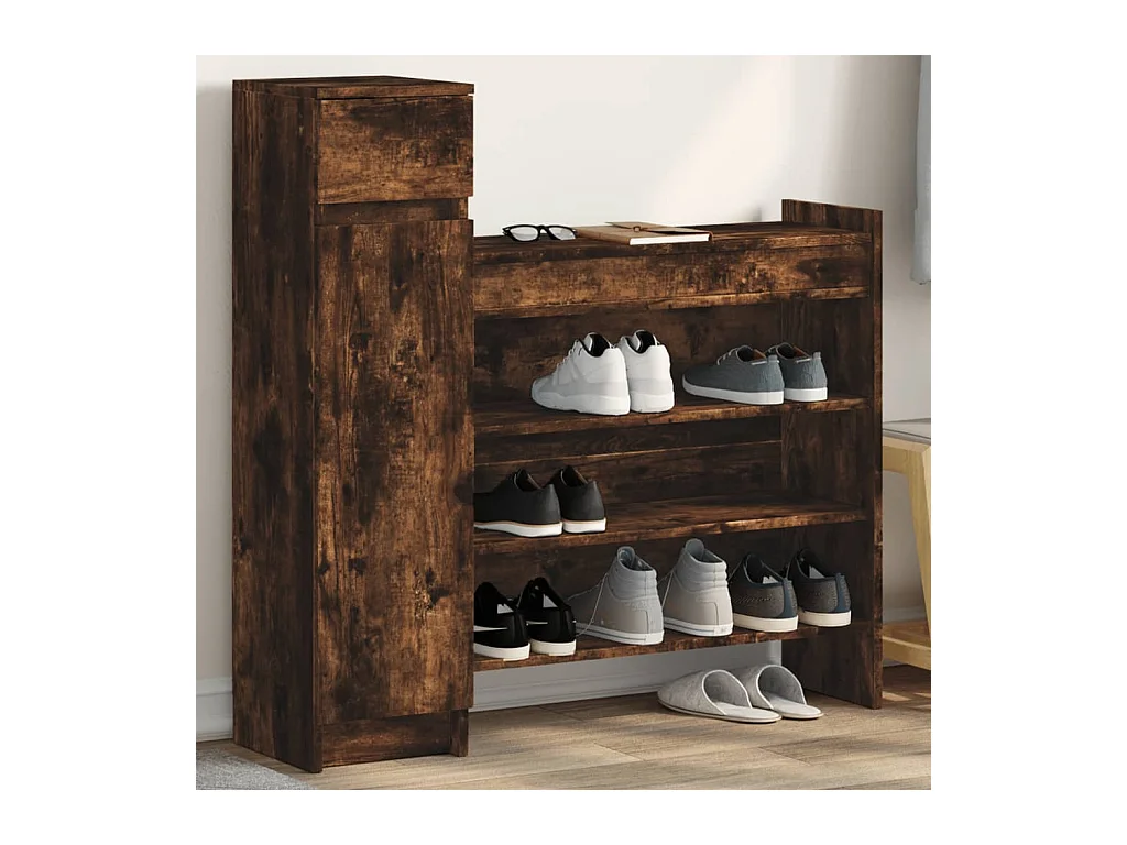 Armoire à chaussures chêne fumé bois d'ingénierie