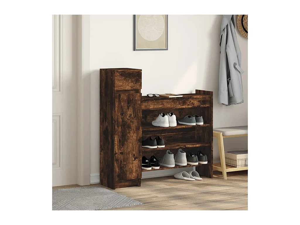 Armoire à chaussures chêne fumé bois d'ingénierie