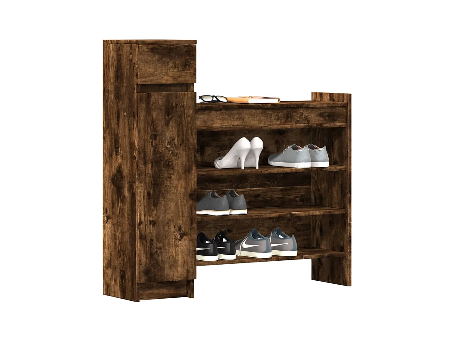Armoire à chaussures chêne fumé bois d'ingénierie