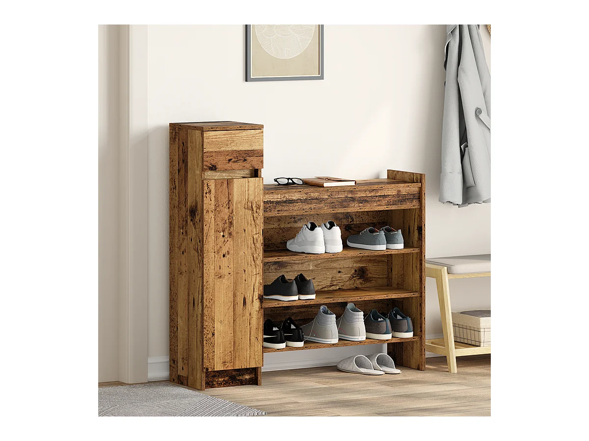 Armoire à chaussures Bois ancien 100.5x28x100 cm Bois reconstitué