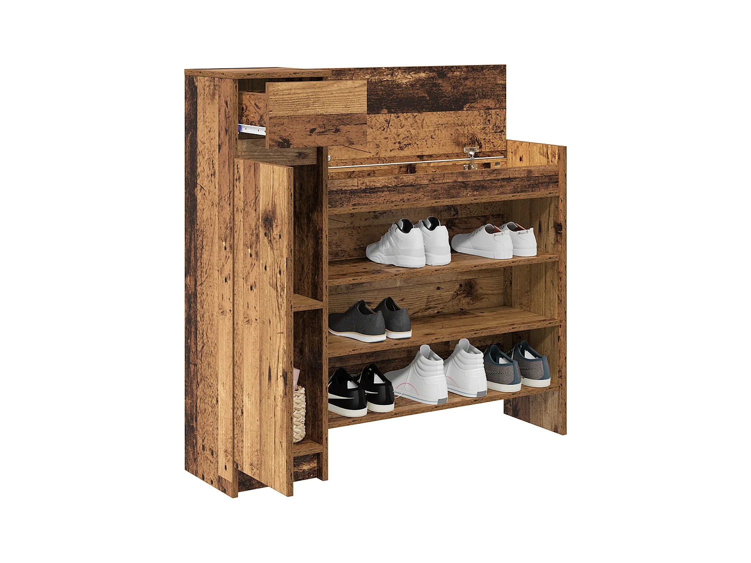 Armoire à chaussures Bois ancien 100.5x28x100 cm Bois reconstitué