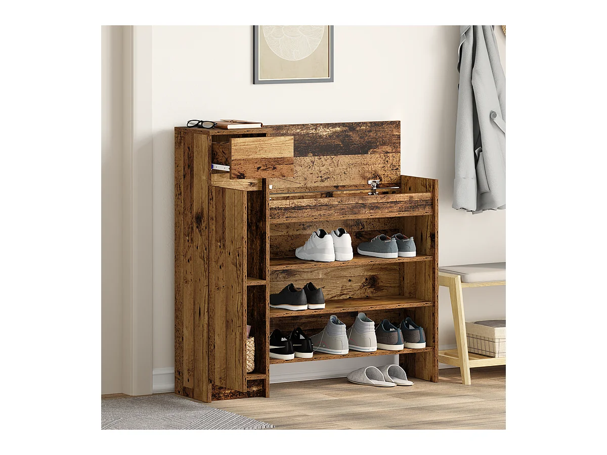 Armoire à chaussures Bois ancien 100.5x28x100 cm Bois reconstitué