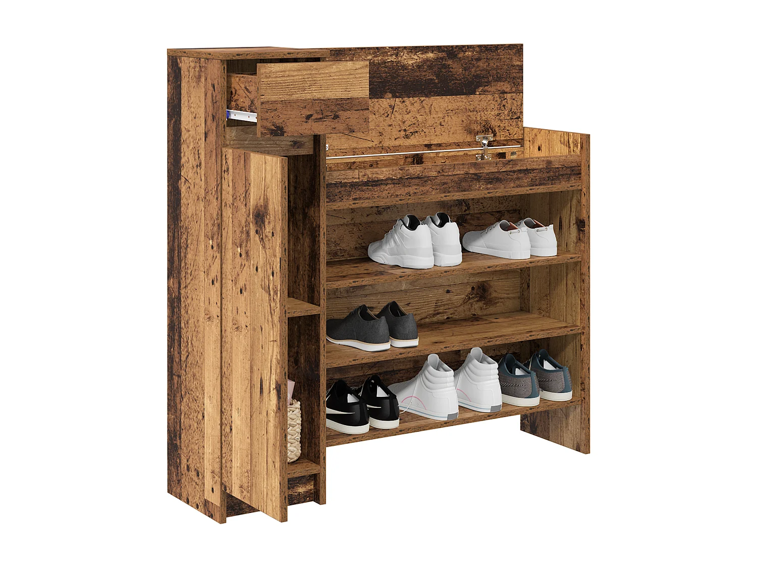 Armoire à chaussures Bois ancien 100.5x28x100 cm Bois reconstitué