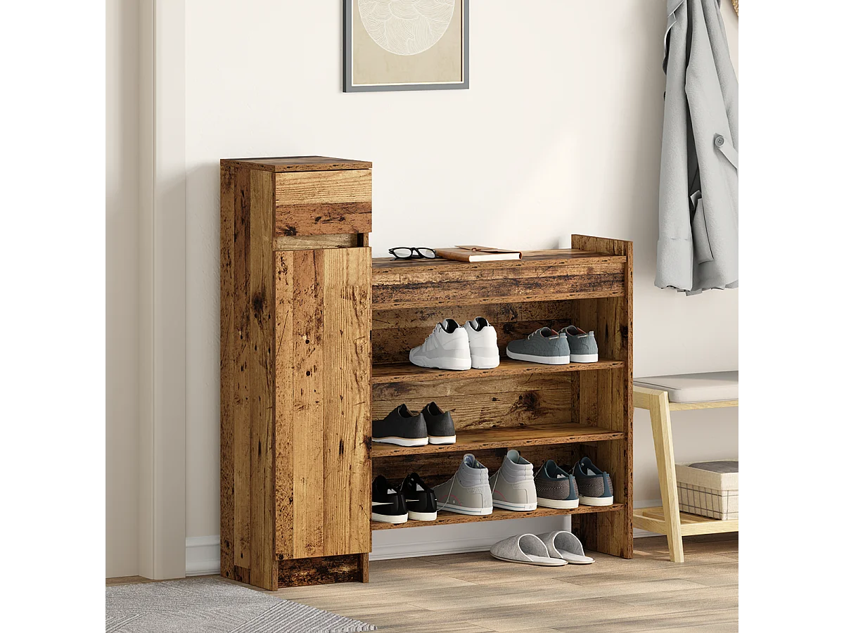 Armoire à chaussures Bois ancien 100.5x28x100 cm Bois reconstitué