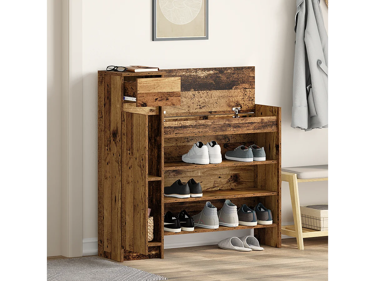 Armoire à chaussures Bois ancien 100.5x28x100 cm Bois reconstitué