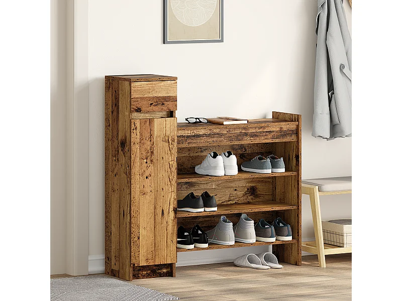 Scarpiera Legno vecchio 100,5x28x100 cm Legno ricostruito