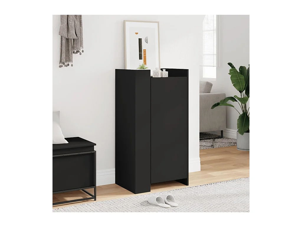 Zapatero negro 52x37,5x100 cm madera contrachapada