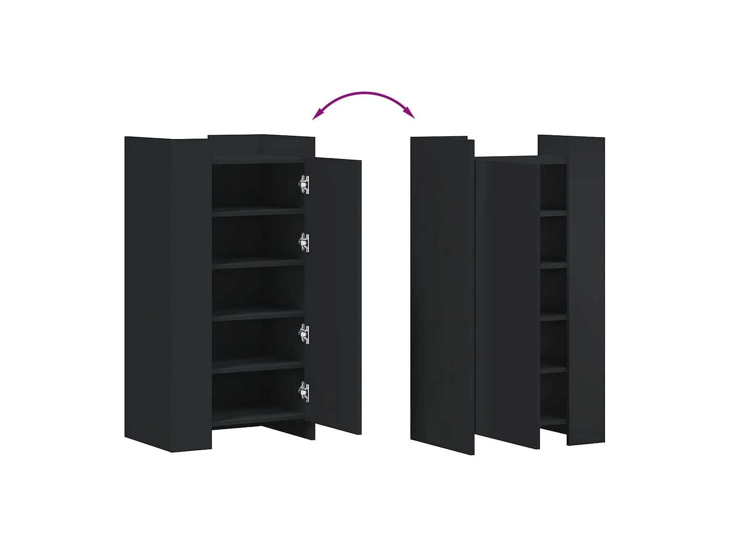 Zapatero negro 52x37,5x100 cm madera contrachapada