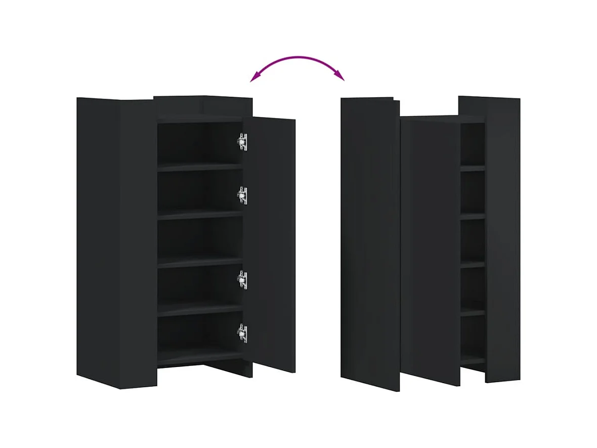 Zapatero negro 52x37,5x100 cm madera contrachapada