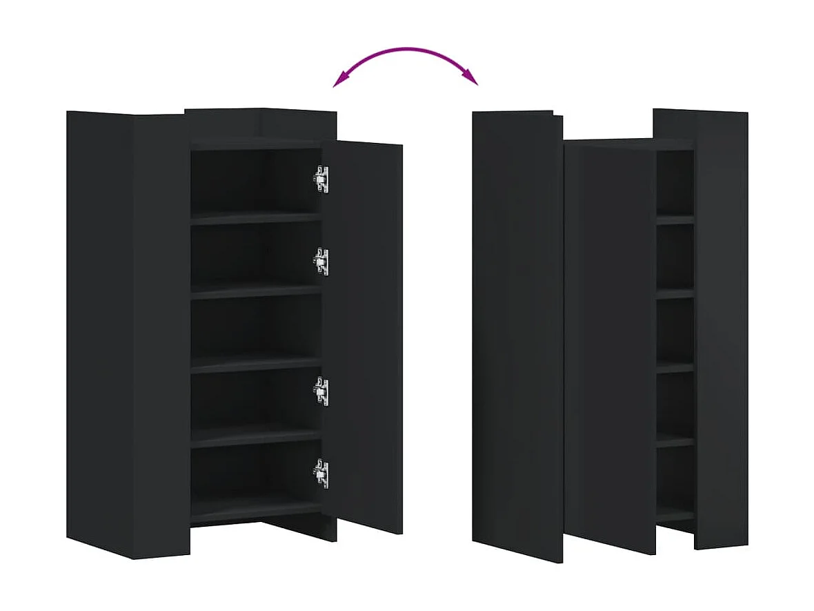 Zapatero negro 52x37,5x100 cm madera contrachapada