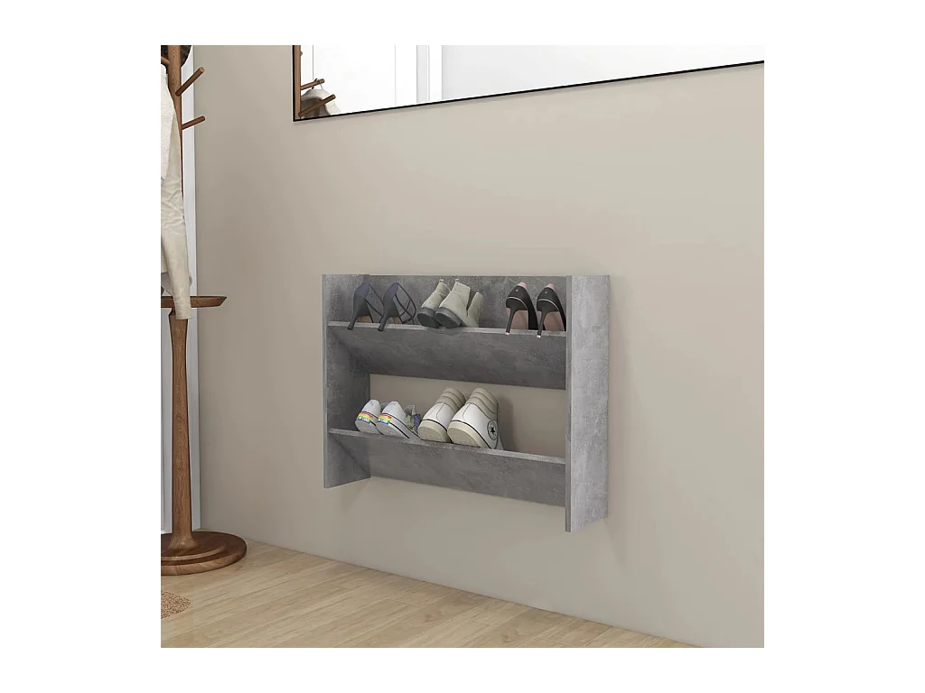 Wandkast voor schoenen Betongrijs 80x18x60 cm Spaanplaat