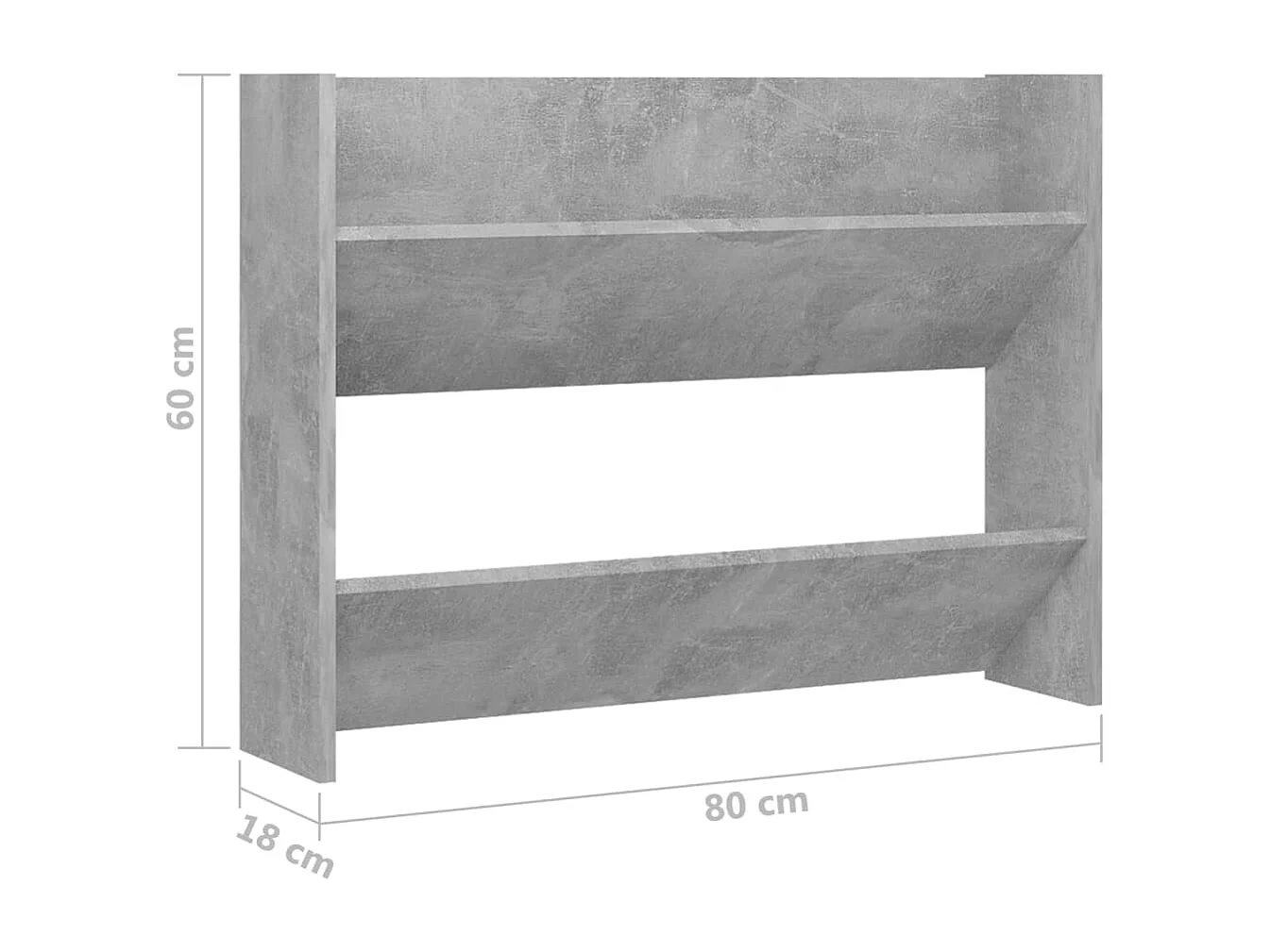Armoire à chaussures murale Gris béton 80x18x60 cm Aggloméré
