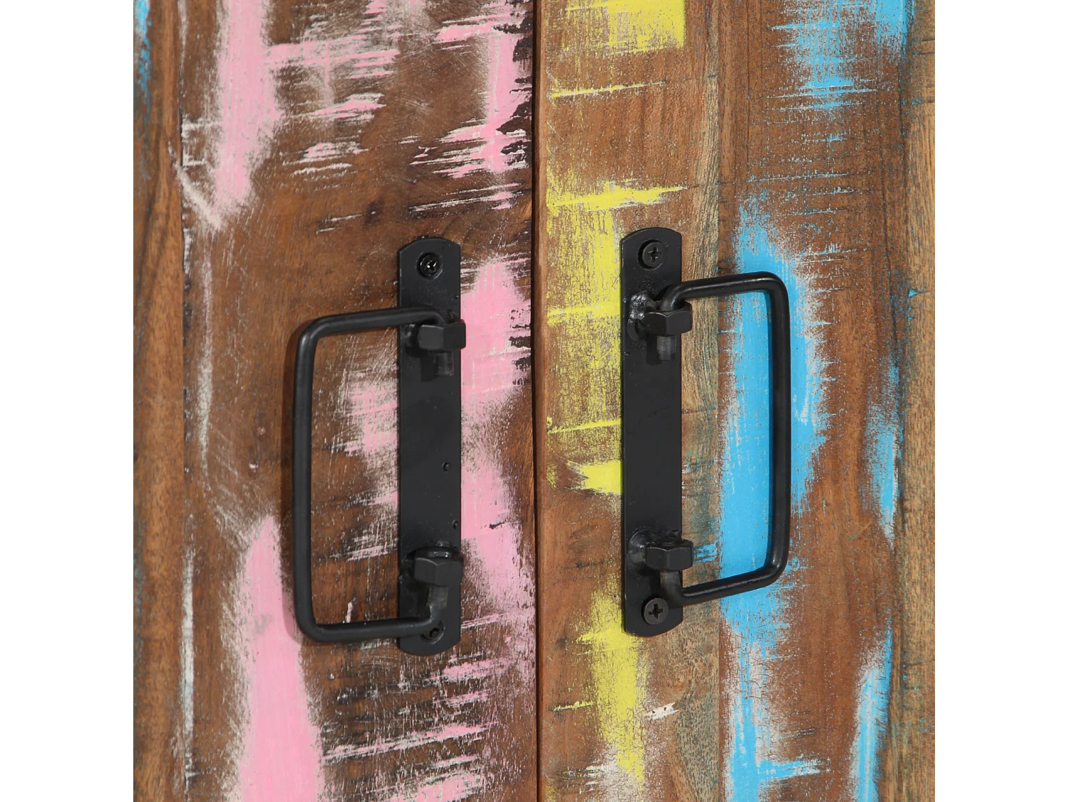 Meuble à chaussures Noir 30x30x40 cm en bois massif de récupération et acier