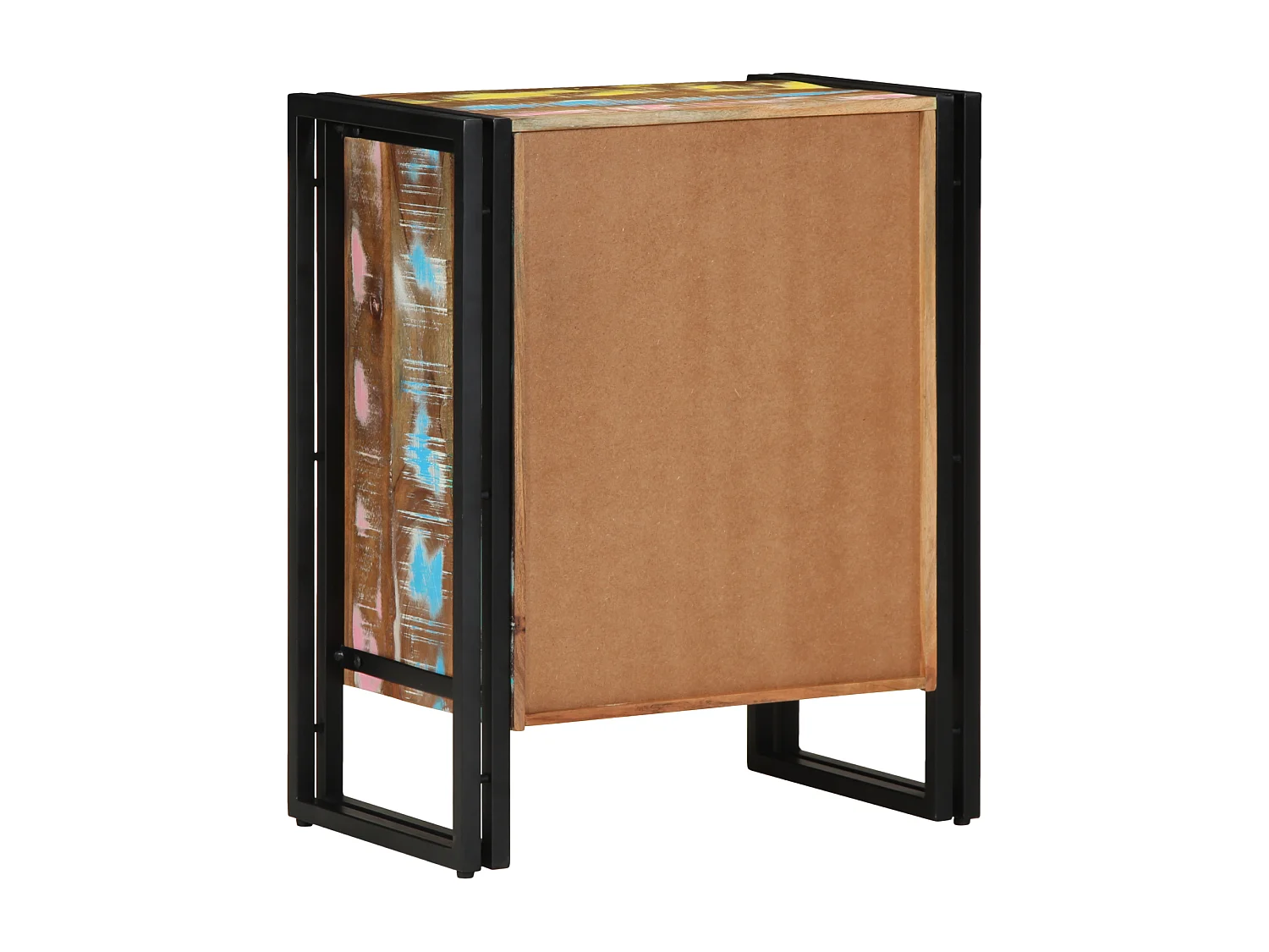 Meuble à chaussures Noir 30x30x40 cm en bois massif de récupération et acier