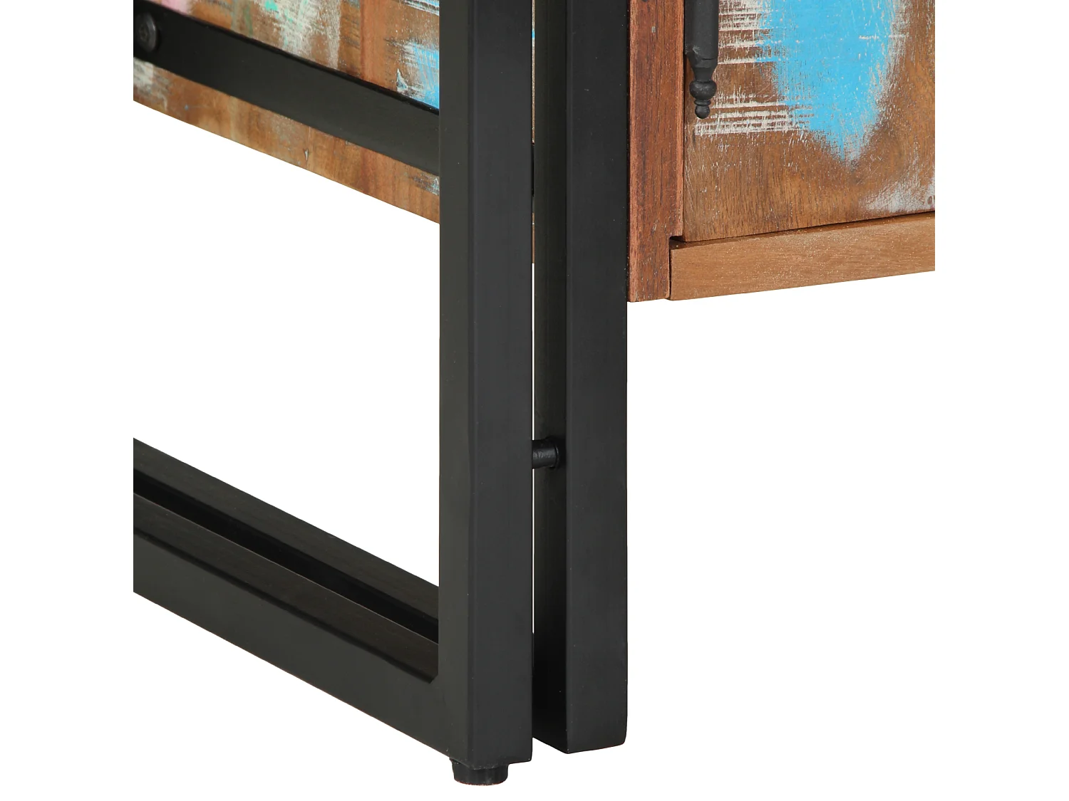 Meuble à chaussures Noir 30x30x40 cm en bois massif de récupération et acier