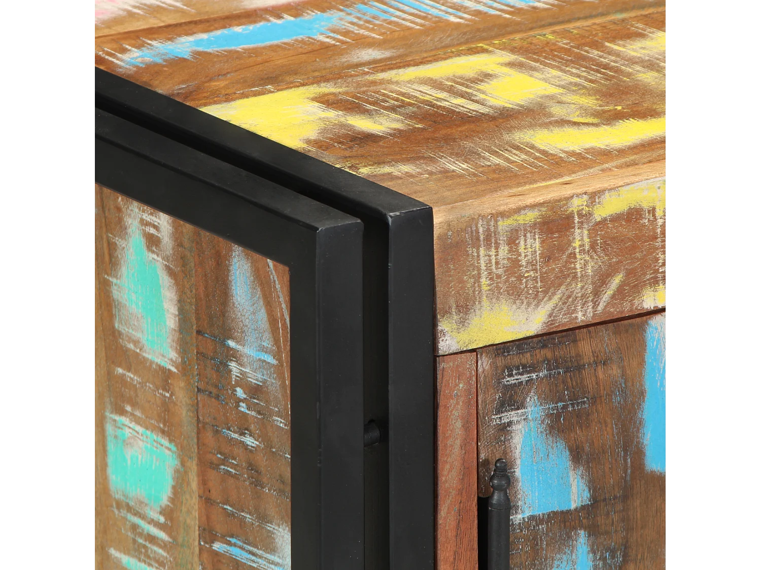 Meuble à chaussures Noir 30x30x40 cm en bois massif de récupération et acier